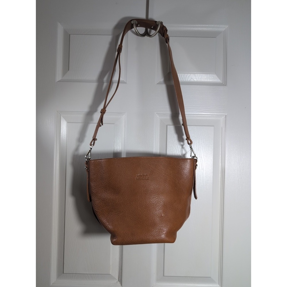 Mecha Mendez Leather Bucket Purse Bucket Bag ‎ Tan Hypnotic EUC